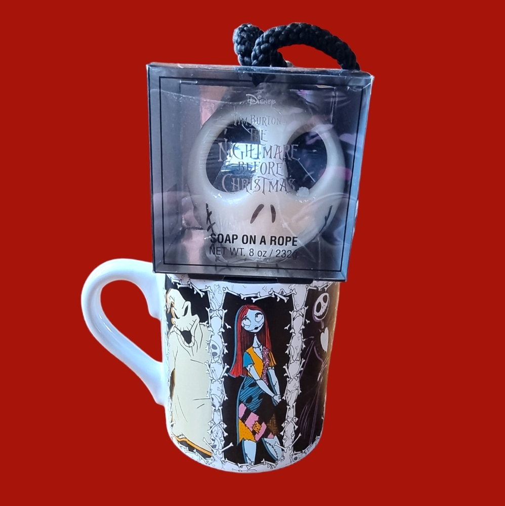 Disney The Nightmare Before Christmas Mug & Soap On A Rope. Brand New!